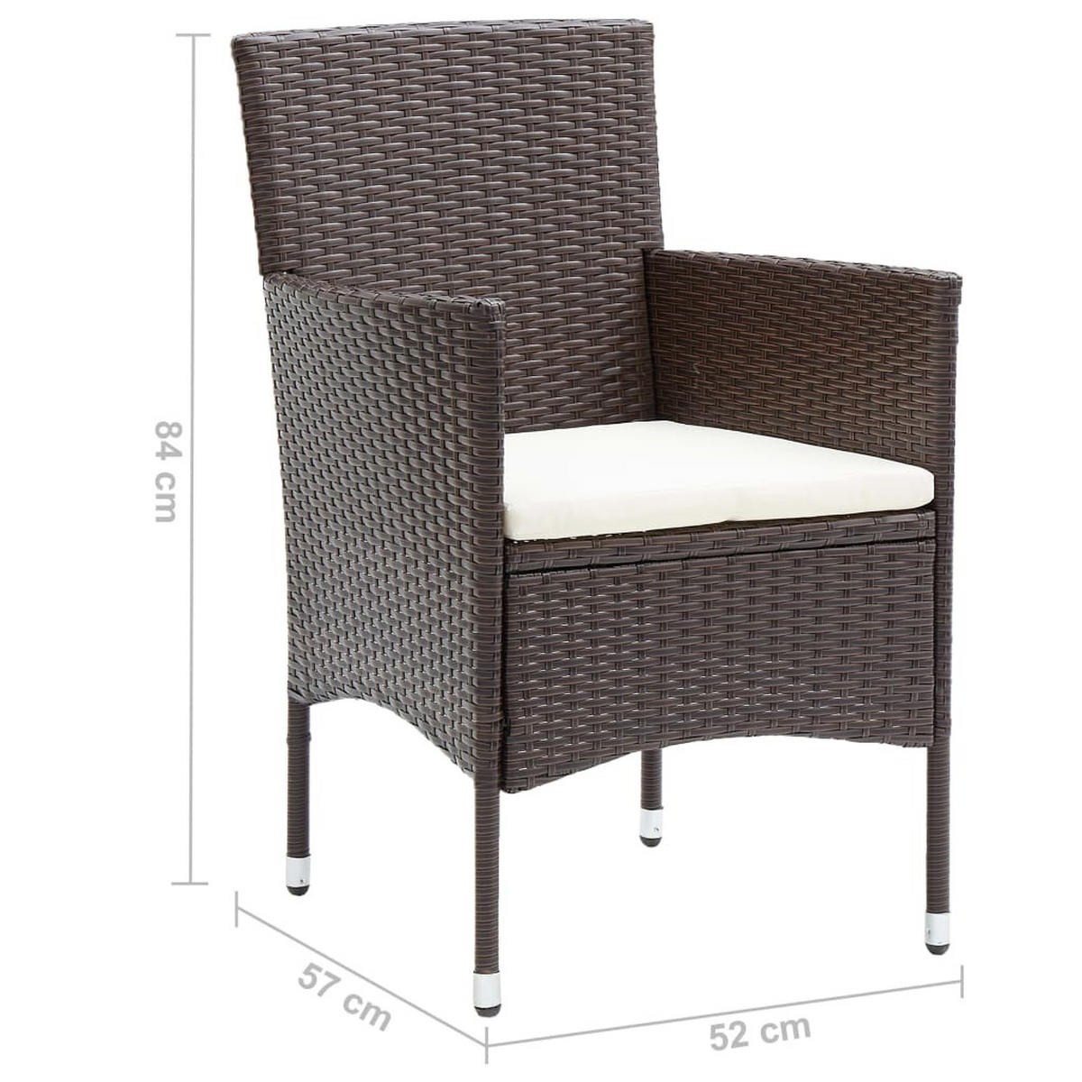 GARTENSTÜHLE mit Kissen, 52/57/84 cm, aus Poly Rattan und Steel, Braun, 2er-Set - Braun, Kunststoff (57/84/52cm) - vidaXL