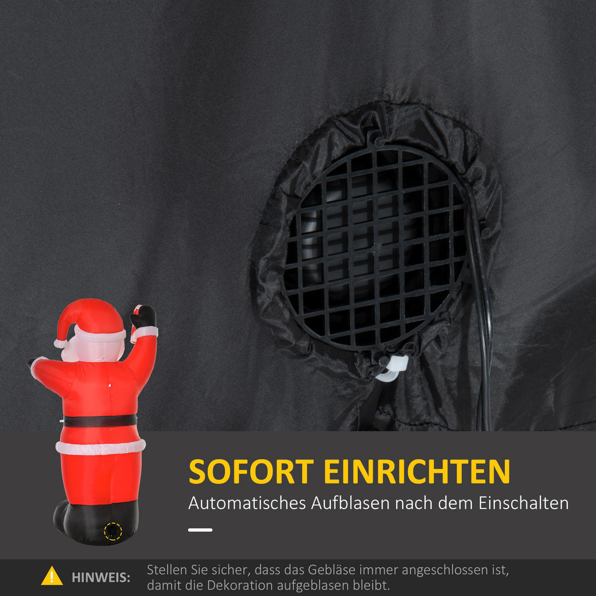 WEIHNACHTSDEKO aufblasbar , 2,4 m Weihnachtsmann mit LED-Beleuchtung Zuckerstange - Rot, Textil (90/240/160cm) - HOMCOM