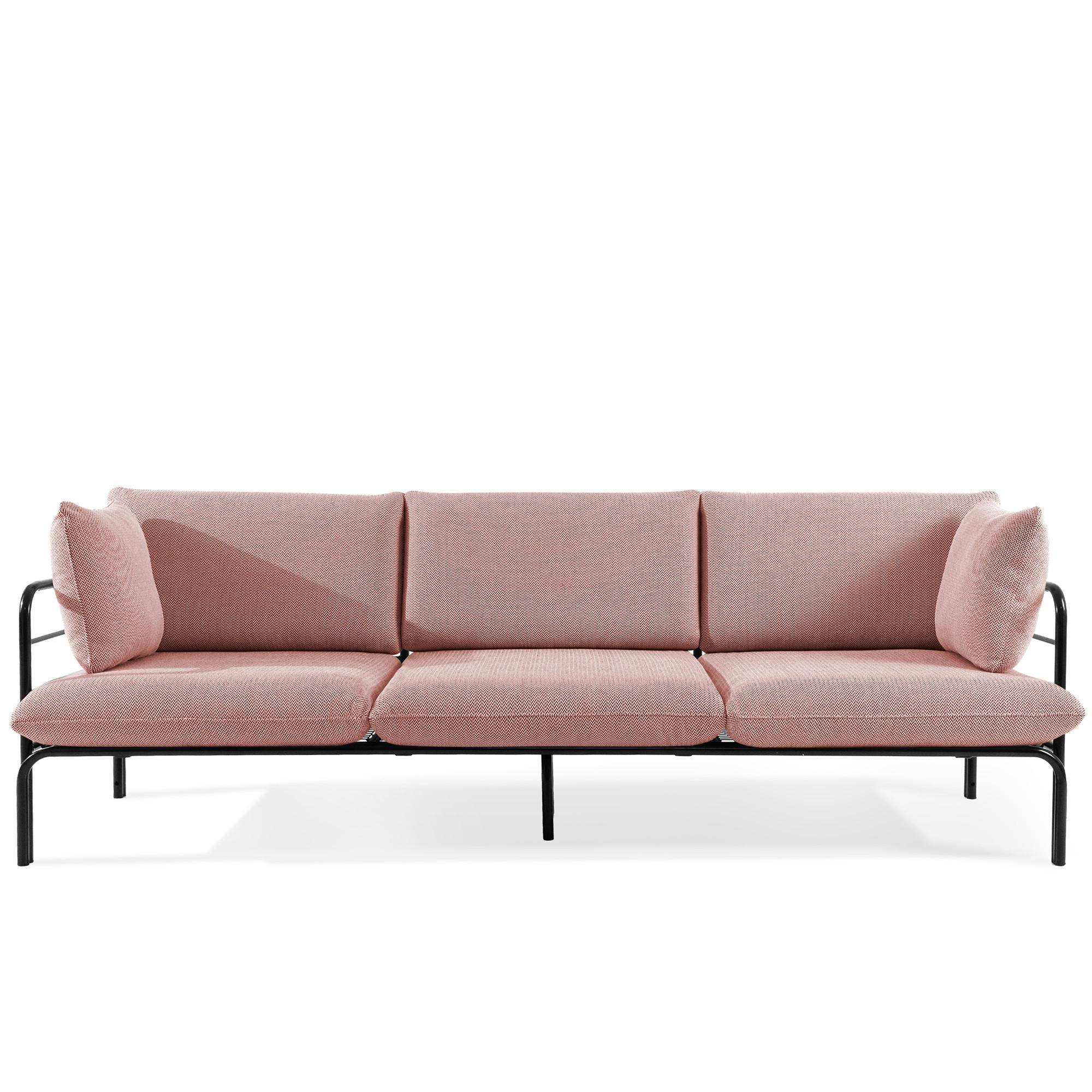 GARTENSOFA RAMBE 3-Personen mit Kissen, Anthrazit - Anthrazit/Rot, Textil/Metall (225/80/80cm) - KONSIMO®