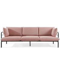 GARTENSOFA RAMBE 3-Personen mit Kissen, Anthrazit - Anthrazit/Rot, Textil/Metall (225/80/80cm) - KONSIMO®
