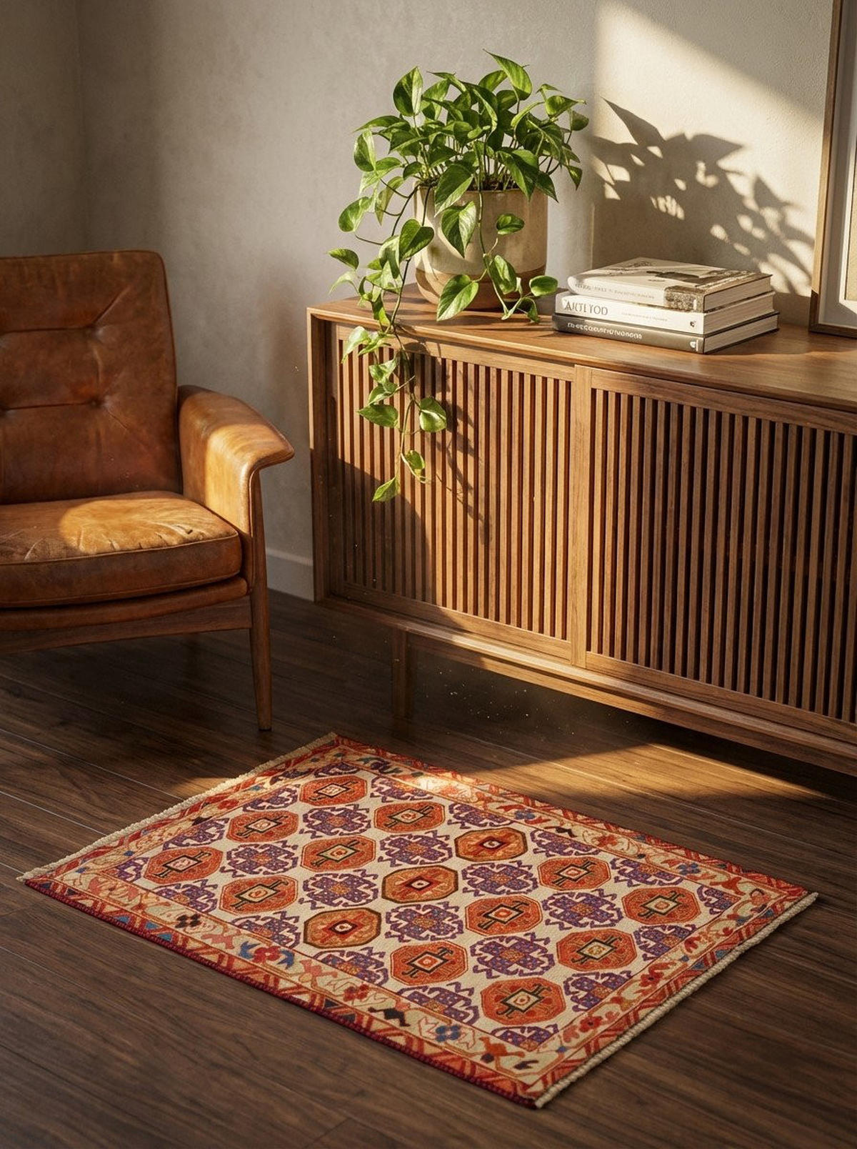 HANDWEBTEPPICH Sumak Shahsavan Beige 96/78 cm Schurwolle - Beige, Textil (78/96cm) - Looma