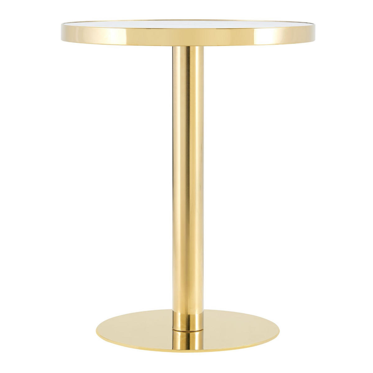ESSTISCH in marmor-optik und gold, runder edelstahl-sockel und kratzfest - Goldfarben, Holzwerkstoff (60/60/74cm) - Urban Meuble