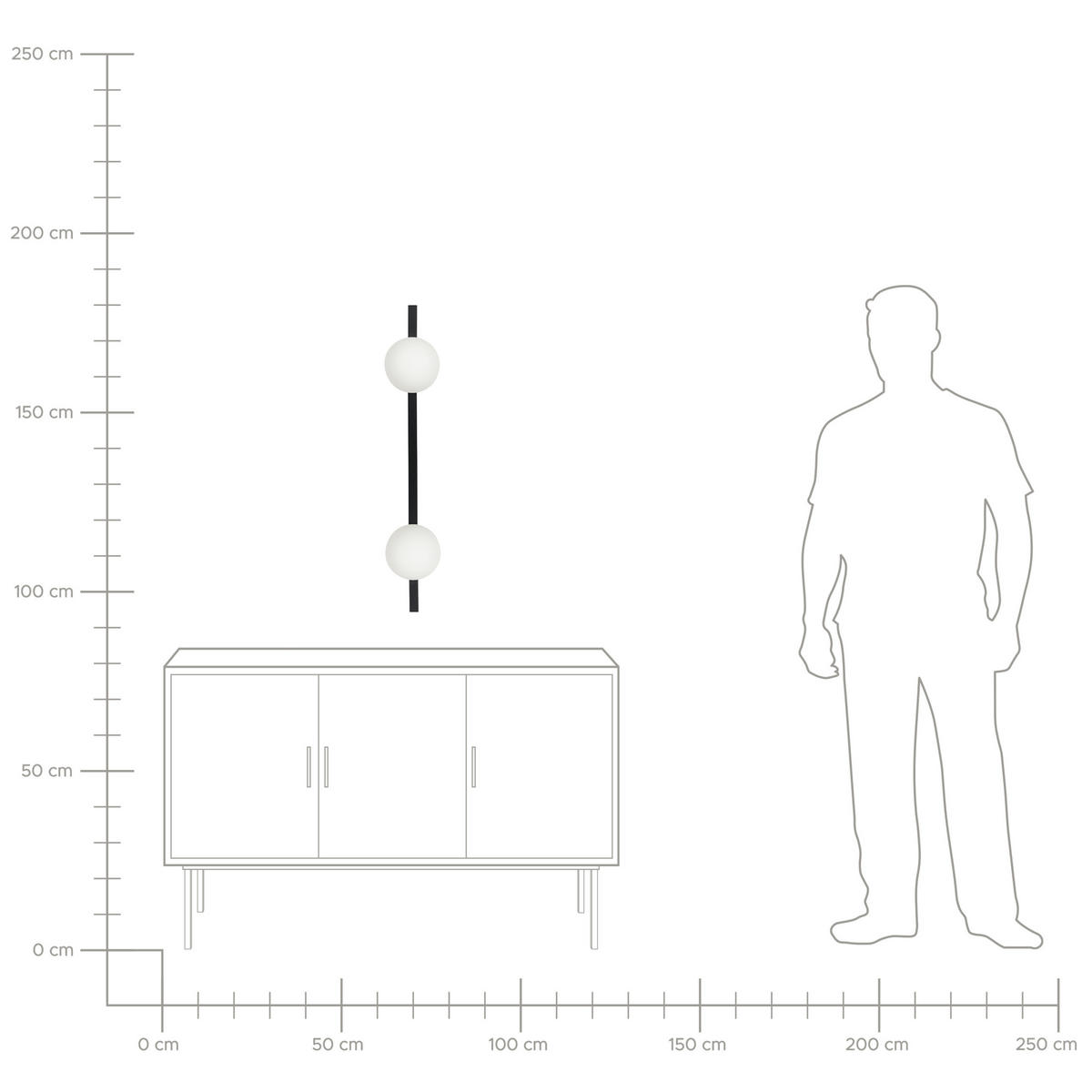 WANDLEUCHTE Isabella 17/15/85 cm - Schwarz, Glas (15/85/17cm) - Beliani