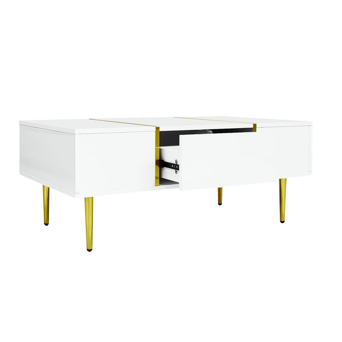 WOHNZIMMER-SET TV-Schrank und Couchtisch Hochglanz Weiß 2-tlg. - Weiß, Holzwerkstoff (60/41.5/100cm) - Beauniv