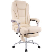 CHEFSESSEL Echtleder Creme - Chromfarben/Creme, Leder/Metall (69/118/64cm) - CLP