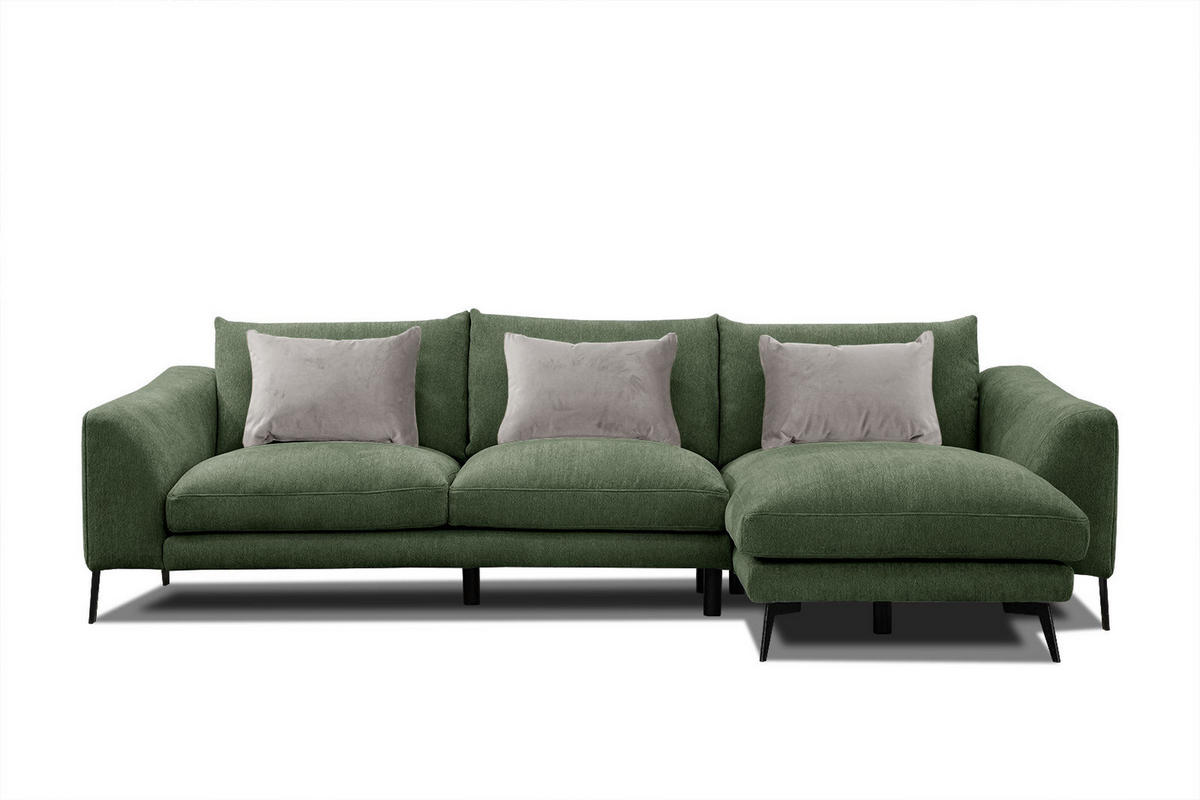 ECKSOFA WINTER 4-Sitzer, dunkelgrün - Dunkelgrün/Schwarz, Holzwerkstoff/Textil (293/172cm) - Courtois Laville