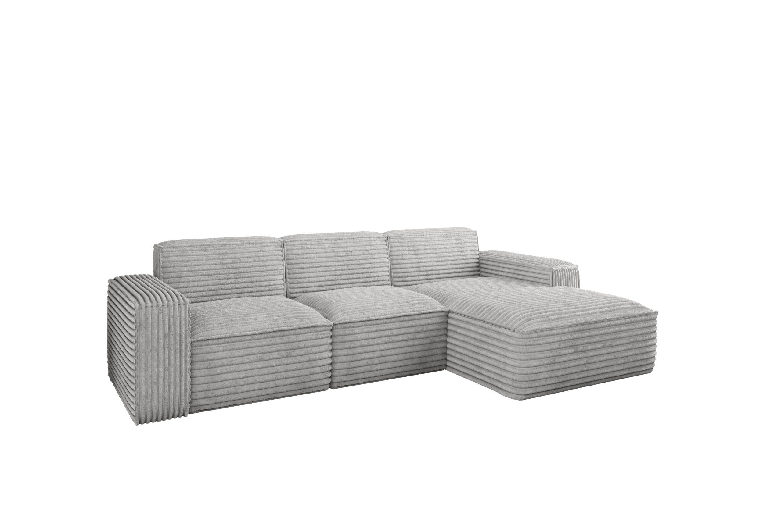 ECKSOFA L-Form Siena Stoff Velo Hellgrau Rechts - Hellgrau, Holz/Kunststoff (266/165cm) - Kaiser Möbel