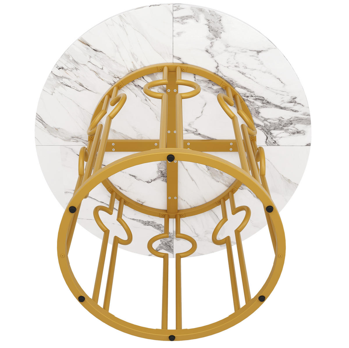 ESSTISCH 100x100x76 cm in Gold und Weiß aus MDF mit Metallbeinen - Weiß, Holzwerkstoff (100/100/76cm) - Modfu