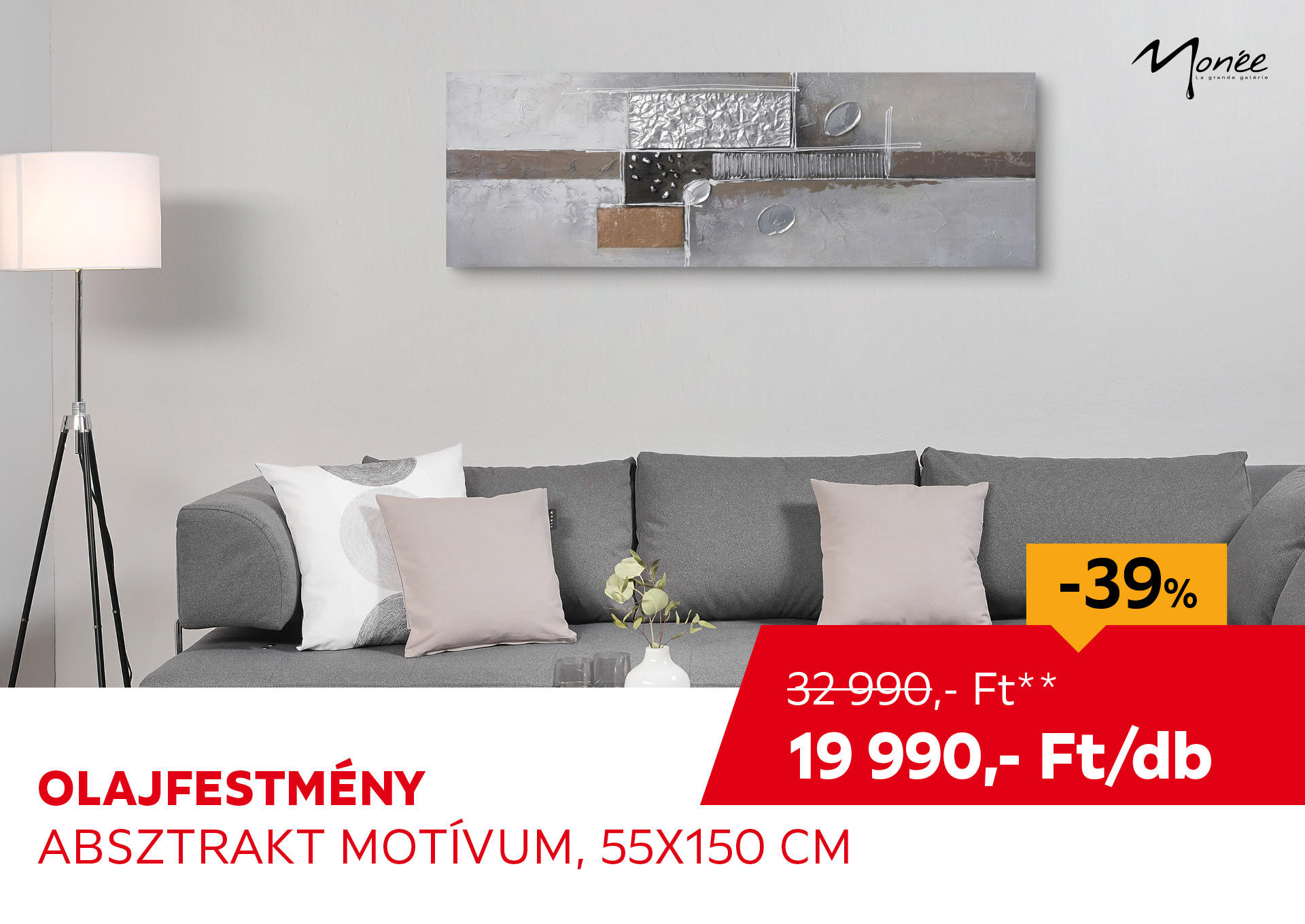 Olajfestmény, absztrakt motívum, 55 x 150 cm Kiemelt termék 32990 Ft.- helyett 19990 Ft.-