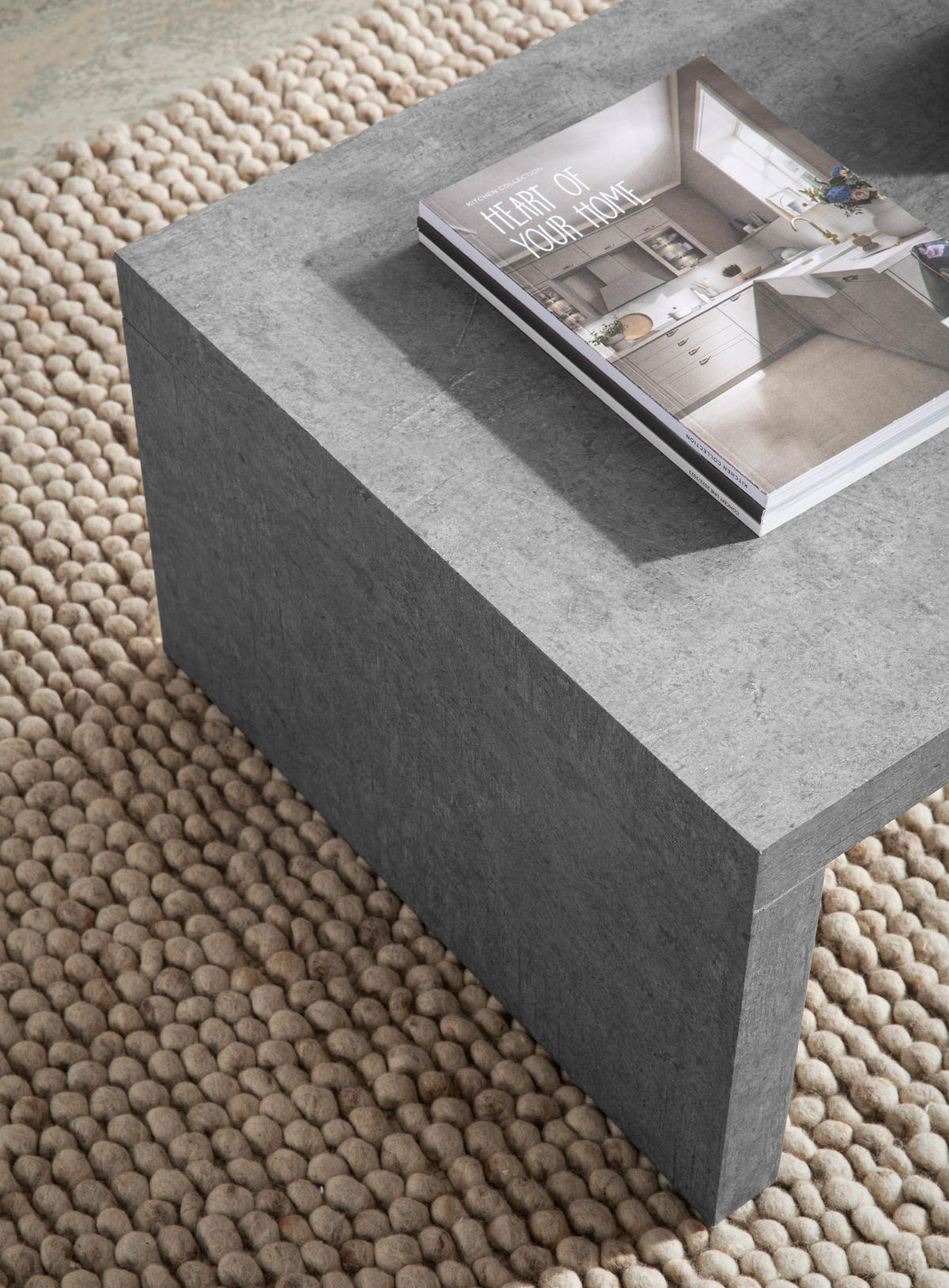 COUCHTISCH in Beton-Optik, zeitloses Design, rechteckig, schlicht, Grau 110x55x35 cm - Grau, Holzwerkstoff (55/110/35cm) - KADIMA DESIGN