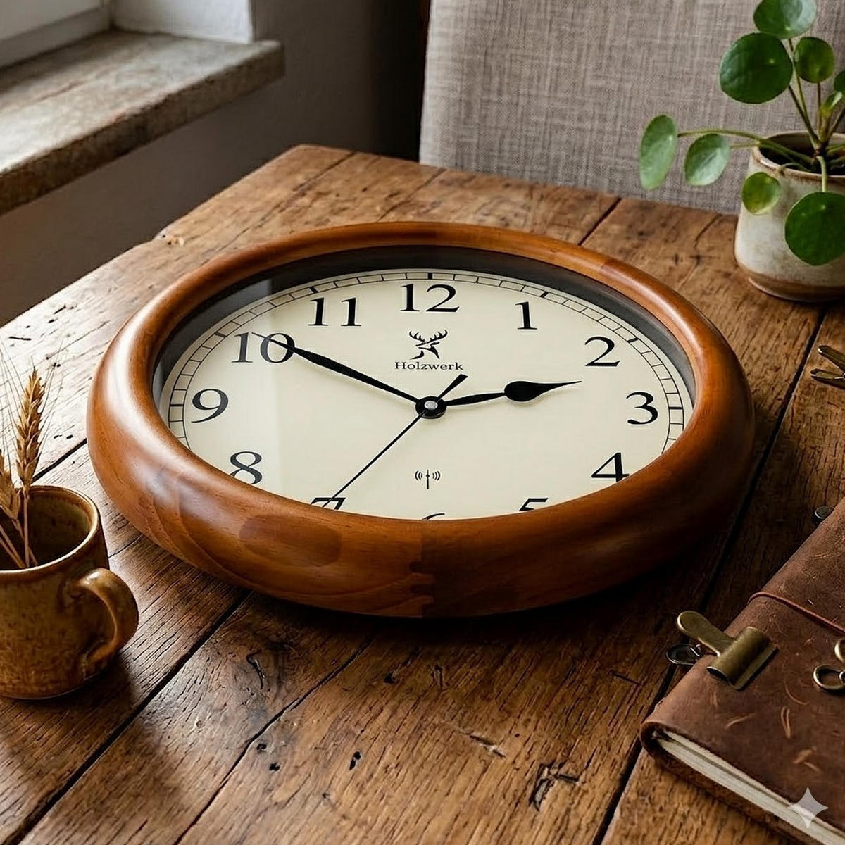 WANDUHR Holz Designer TRIBERG (FUNK) Loft Wand Uhr, braun - Braun, Glas/Holz (35/35/5.5cm) - Holzwerk