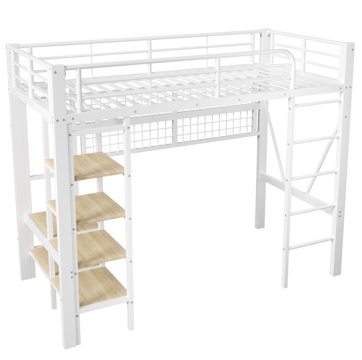 HOCHBETT 90/200 cm in Weiß mit LED-Lichtleiste und Ablagefach - Weiß, Metall (90/200cm) - BEAOK