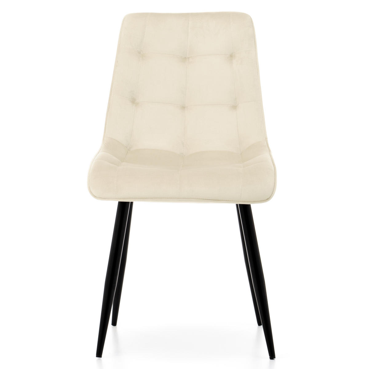 STUHL CHIC gespolsterter mit Steppung - hell beige - Samt Velours - Beige/Schwarz, Metall (50/88/47cm) - NEW HOME