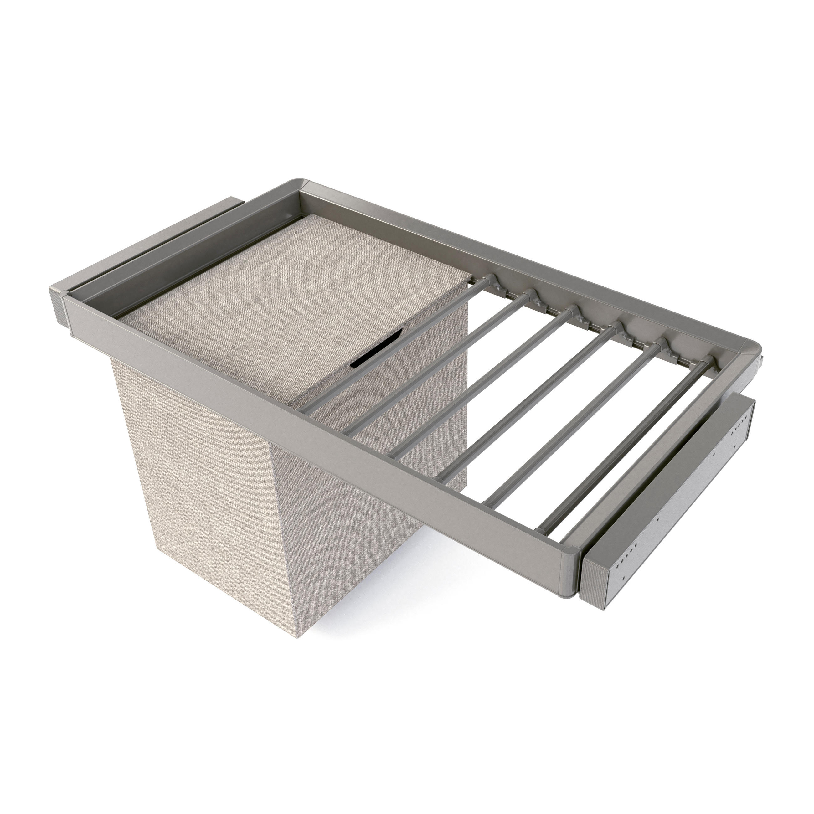 HOSENHALTER Mit 7 Stangen, Wäschekorb Und Rahmen Für Schrank Quartz, Soft-Close, Vollauszug, 90cm, Titan-Oberfläche - Titanfarben, Metall (45.5/40/88.8cm) - EMUCA