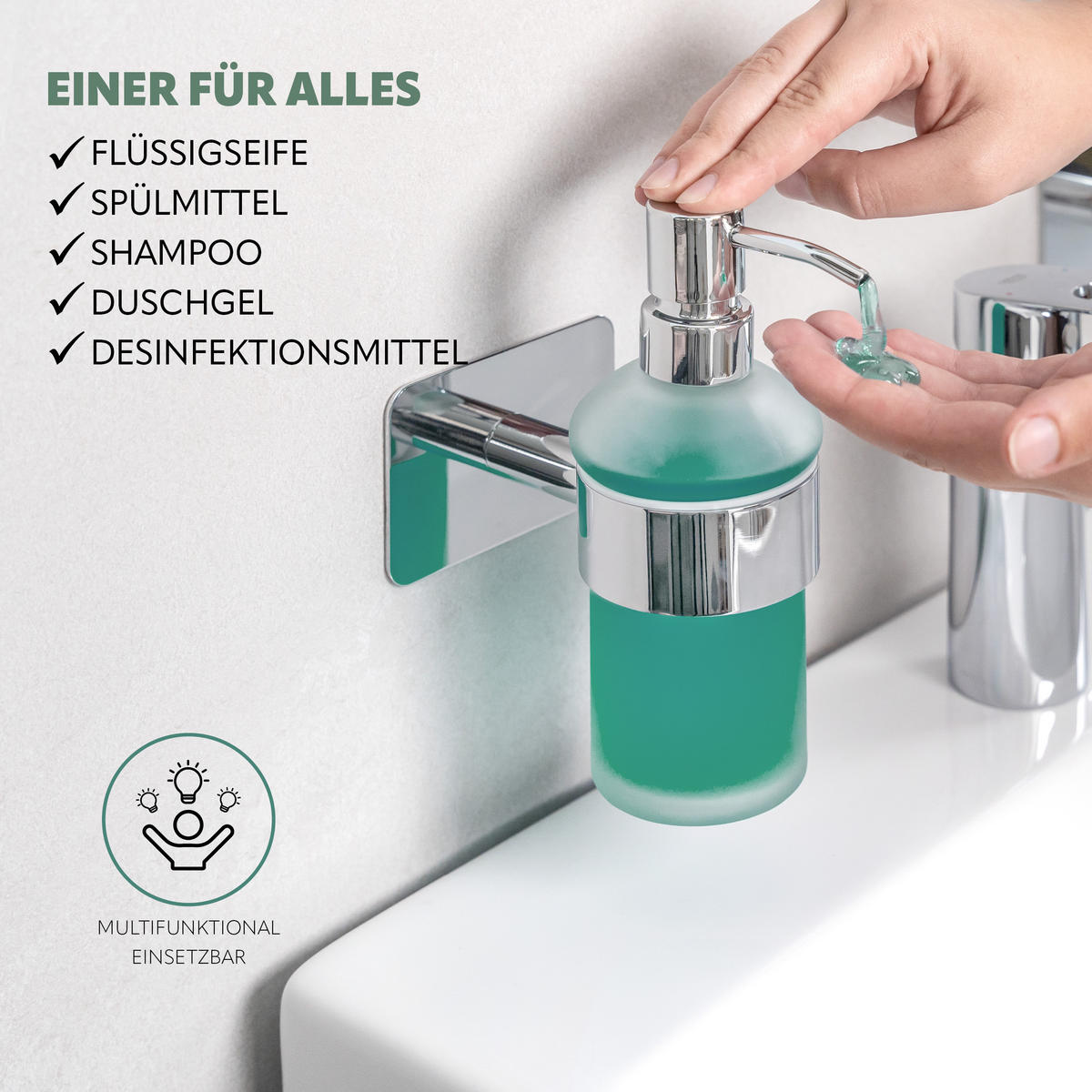 ERSATZ-SEIFENSPENDERPUMPKOPF LUCENTE 2er-Set, Edelstahl, verchromt - Chromfarben, Metall (6.7/16.5/3.1cm) - bremermann