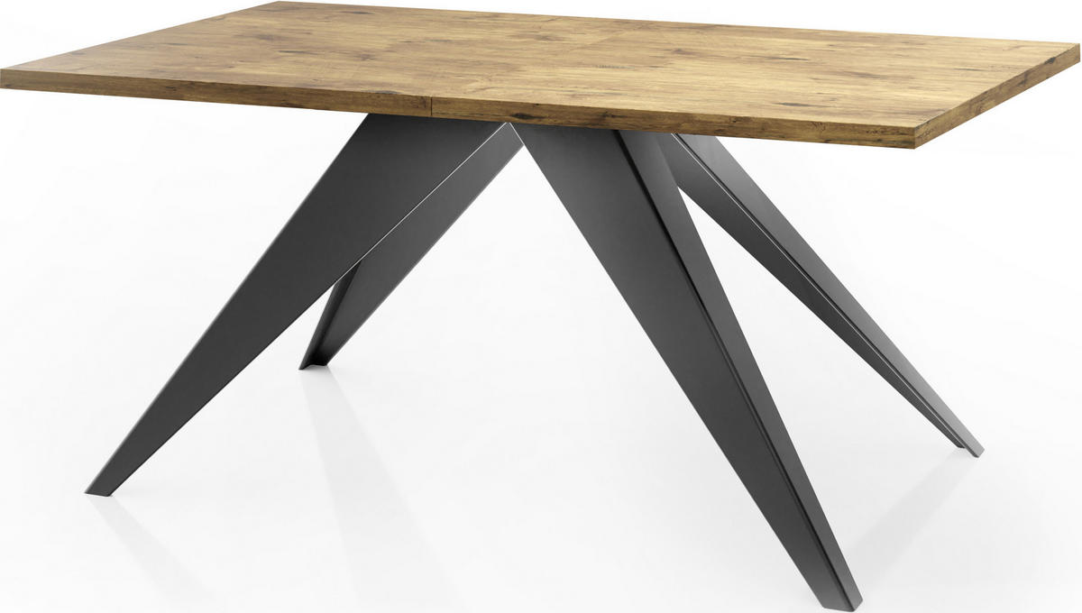 ESSTISCH Vance rechteckig ausziehbar, Lancelot Eiche 140-240/80/76 cm - Eichefarben/Schwarz, Holzwerkstoff/Metall (140/80/76cm) - WFL GROUP
