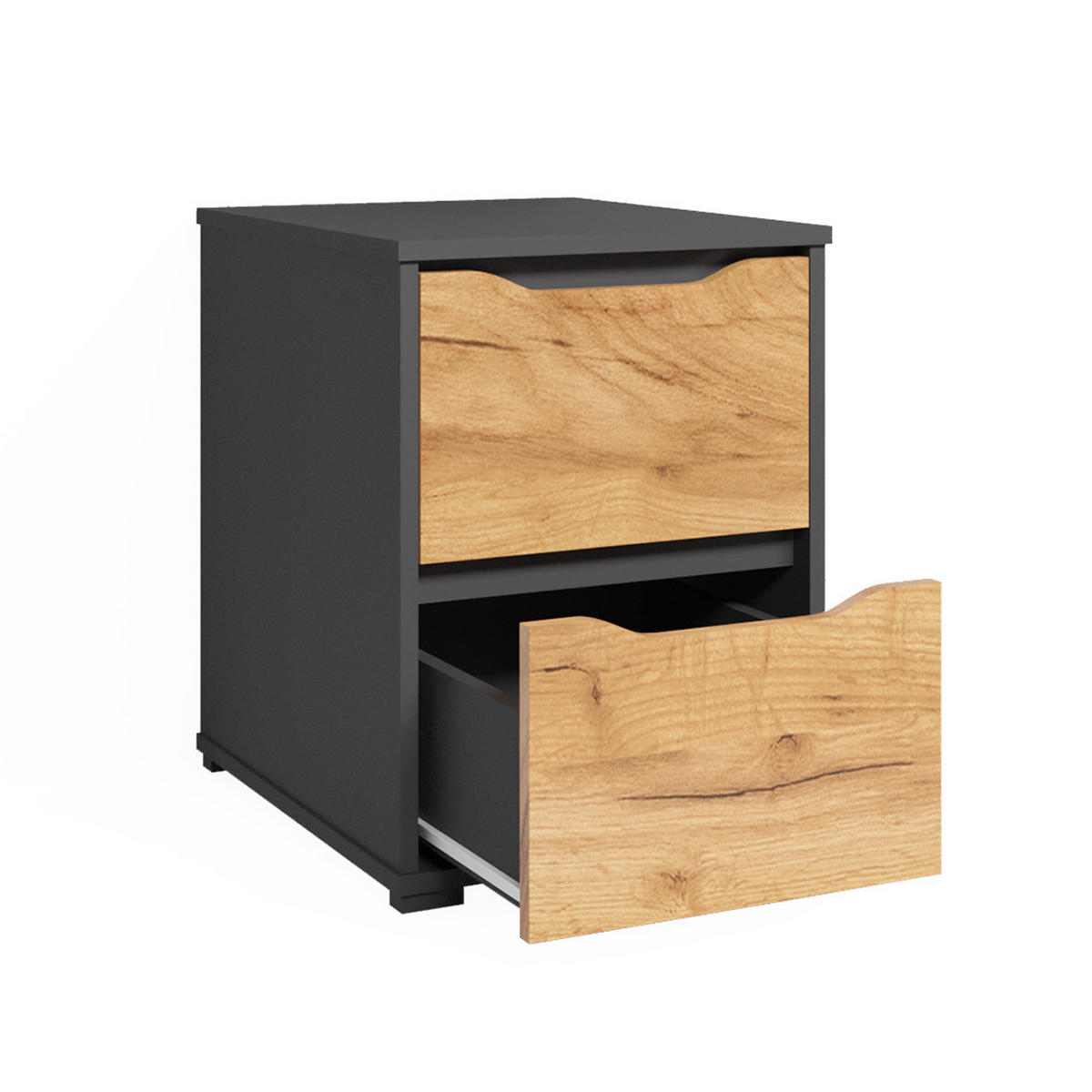 KOMMODE Ruben Goldkraft Eiche 40 x 53.6 cm mit Schubladen - Anthrazit/Eiche Wotan, Holzwerkstoff (40.2/53.6/48cm) - Vicco
