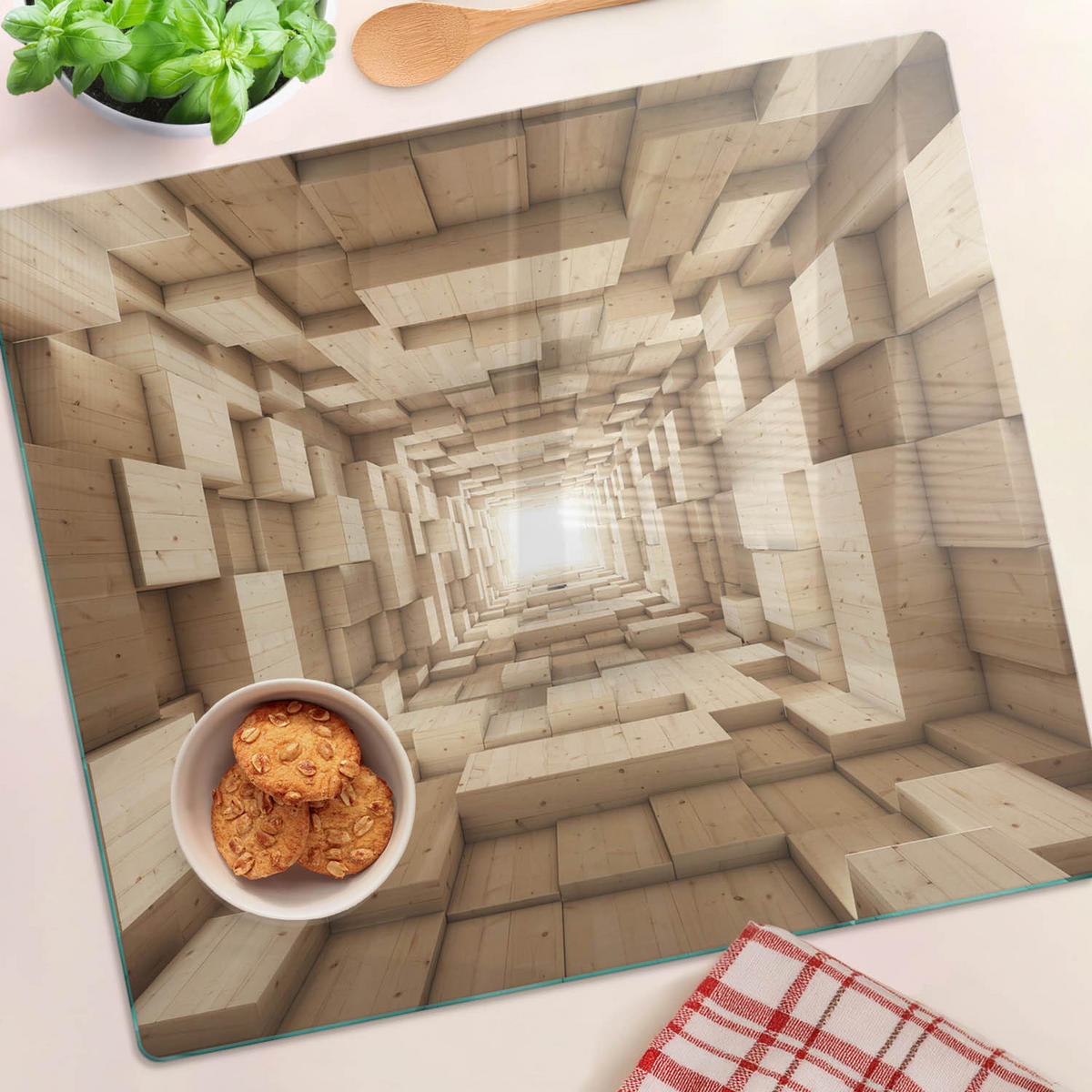 GLASPLATTE 60x52 cm Holztunnel - Braun, Glas (60/0.4/52cm) - TULUP