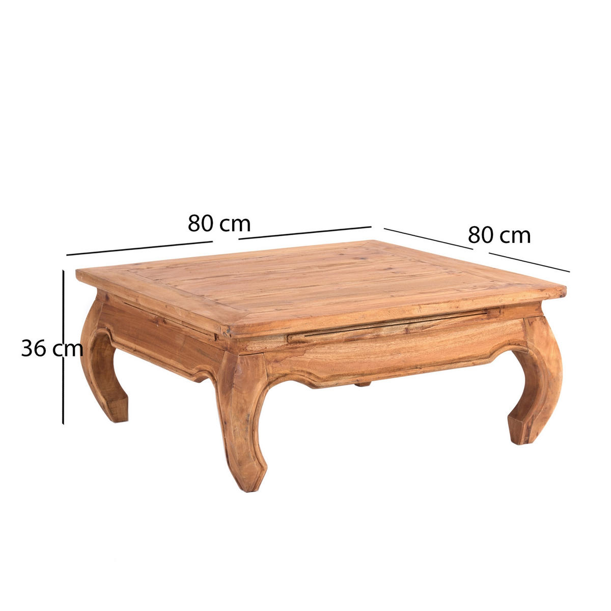 OPIUMTISCH EAST 80 Mahagoni Massivholz 08 honigfarben gewachst - Honig, Holz (80/80/36cm) - DESIGN DELIGHTS