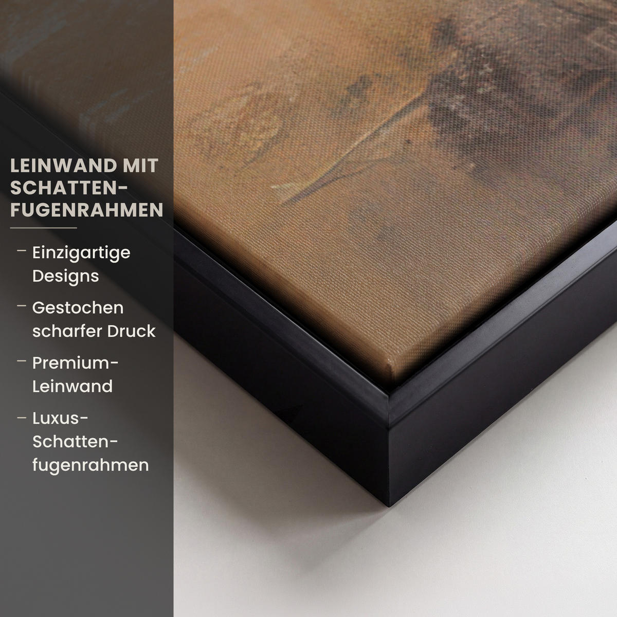 LEINWAND Bilder mit Rahmen - Kunst - Industriell - Grau - Braun - Abstrakt - 90x90 - Sandfarben, Textil (90/90cm) - MuchoWow