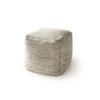 WOLL-POUF handgefertigt Rocco Beige/Schwarz 45x45x45 cm - Beige, Textil (45/45/45cm) - benuta Pure