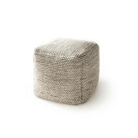 WOLL-POUF handgefertigt Rocco Beige/Schwarz 45x45x45 cm - Beige, Textil (45/45/45cm) - benuta Pure