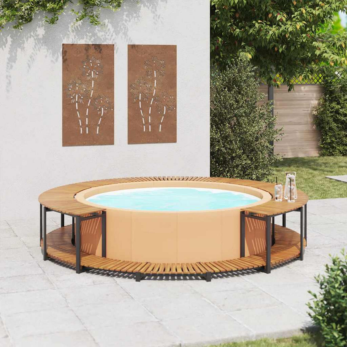 WHIRLPOOL-VERKLEIDUNG 273/53 Cm Akazie Massivholz - Braun, Holz (273/273cm) - vidaXL