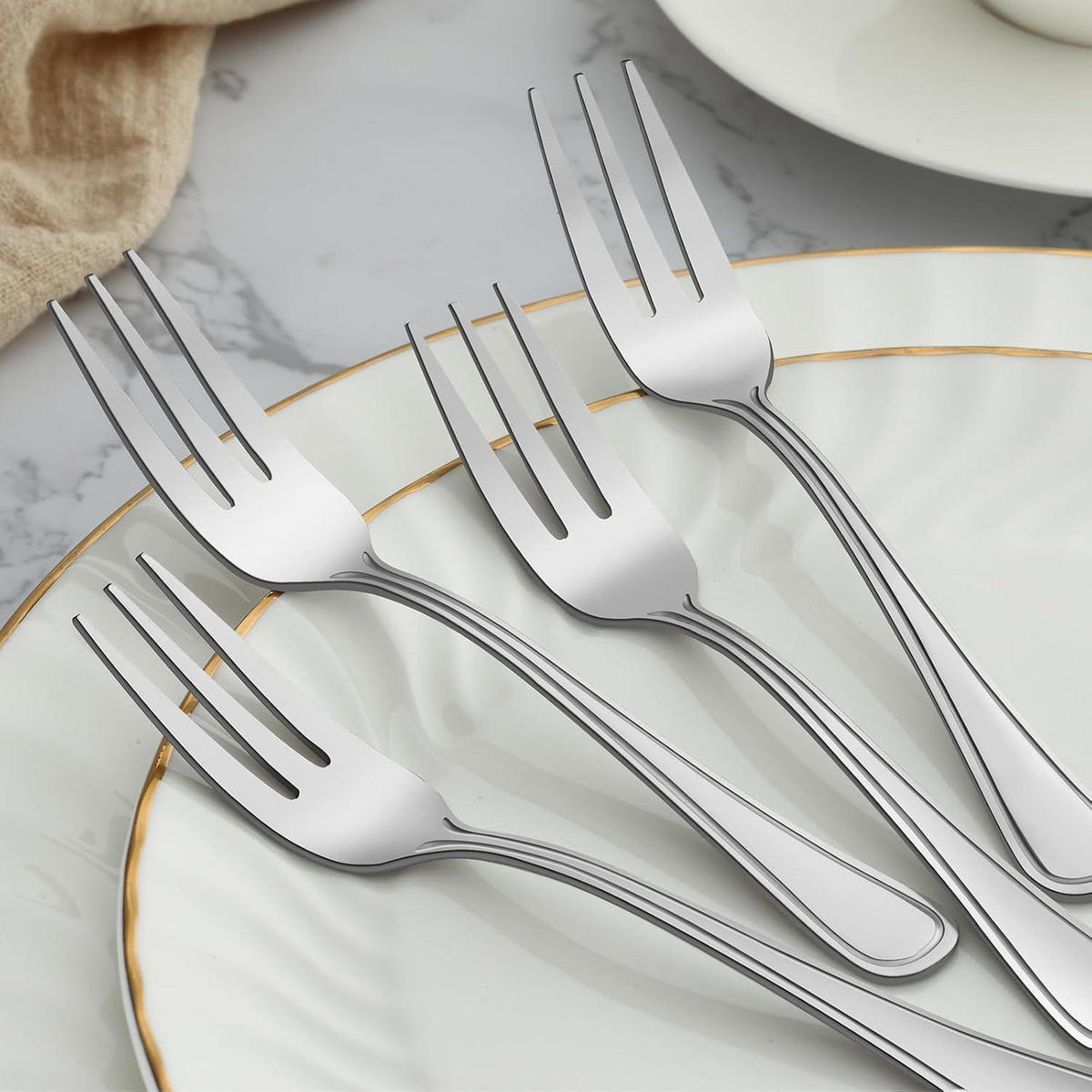 DESSERTGABELN 24-teiliges Set Edelstahl 14,5 cm - Silberfarben, Metall