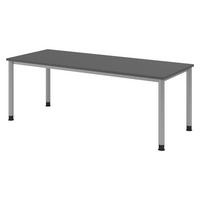 SCHREIBTISCH Serie-H 80/200/74 cm in Graphitfarben/Silberfarben - Silberfarben/Graphitfarben, Holzwerkstoff (80/200/74cm) - bümö
