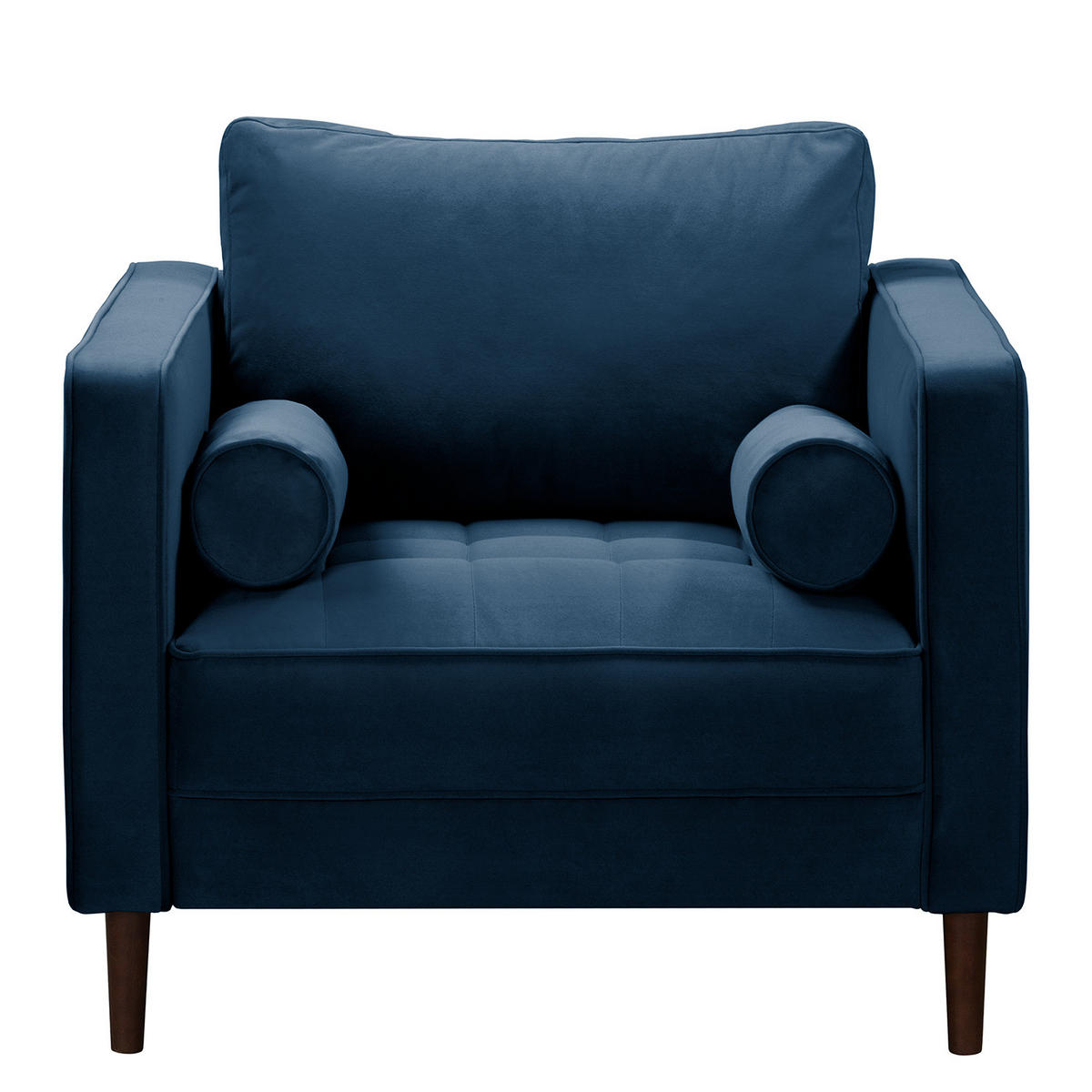 SESSEL - Samt - Dunkelbraun/Dunkelblau, Birkenholz/Textil (90/80/86cm) - home24