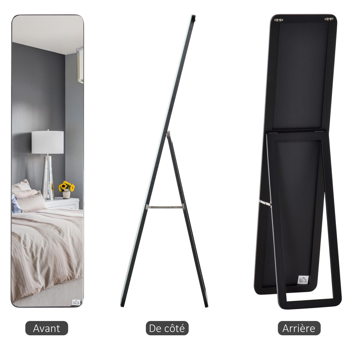 STANDSPIEGEL DE-17912 rechteckig mit Wandmontage Schwarz - Schwarz, Holzwerkstoff (37/156/43cm) - ComfortXL