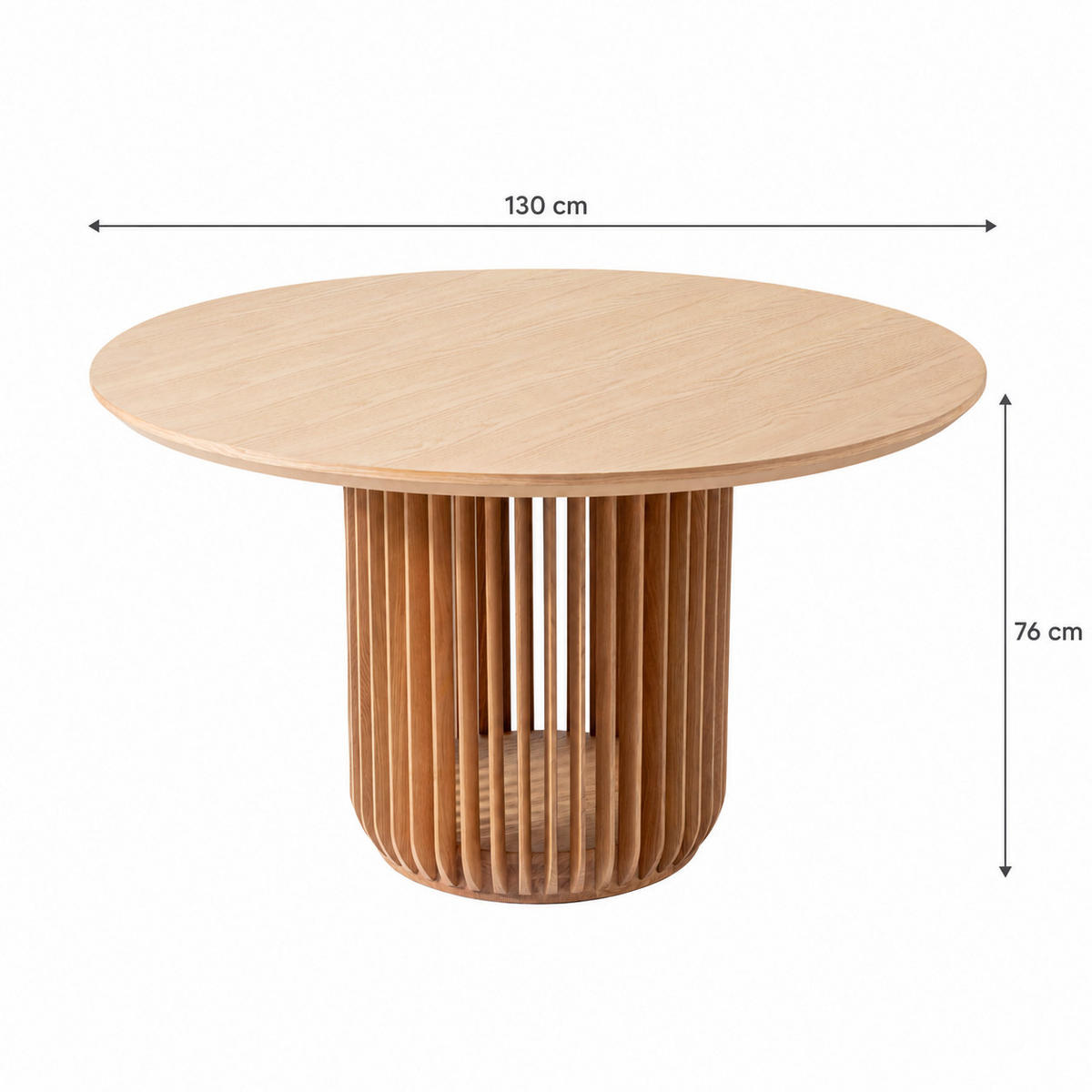 ESSTISCH Franz, Natur Massiveiche, Ø130 cm - Beige, Holz (130/130/76cm) - WOODEK