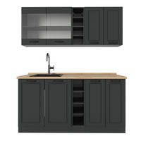 SINGLEKÜCHE R-Line Anthrazit Landhaus/Anthrazit 160 cm ohne Arbeitsplatte - Dunkelgrau/Anthrazit, Holzwerkstoff (160/81.6/46cm) - Vicco