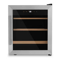 WEINKÜHLSCHRANK CAVC15 Schwarz und Silber, 15 Flaschen, 4°C bis 18°C, Digitales Bedienfeld, Leise, 2 Holzböden und 1 Sperrholzboden - Silberfarben, Metall (43/51.7/47.3cm) - Les Petits Champs