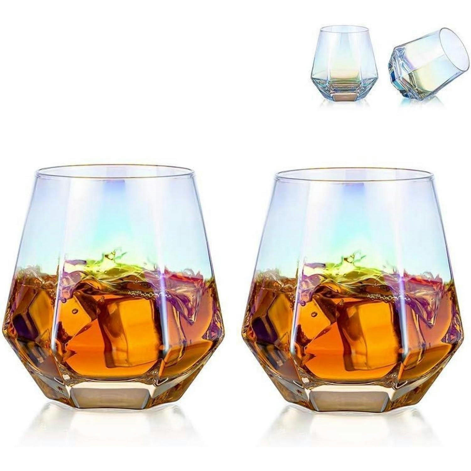 WHISKYGLAS 2er-Set gekippt 300 ml Regenbogenoptik - Transparent, Glas (0.3L)