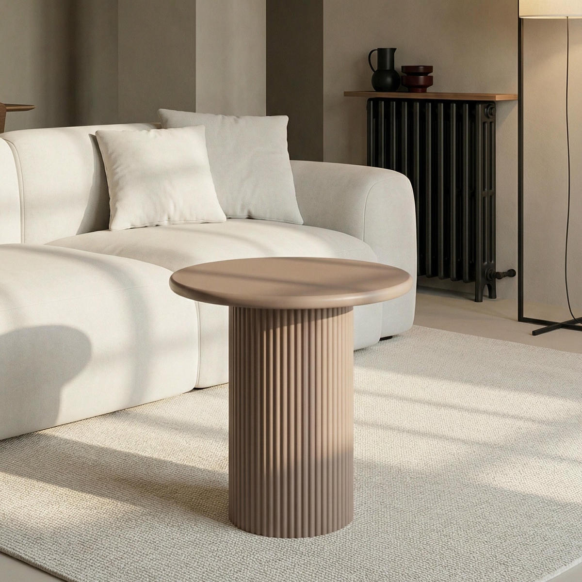 COUCHTISCH rund Mocha Mousse 50/50/50 cm - Hellbraun/Rotbraun, Holzwerkstoff (50/50/50cm) - Furnhouse