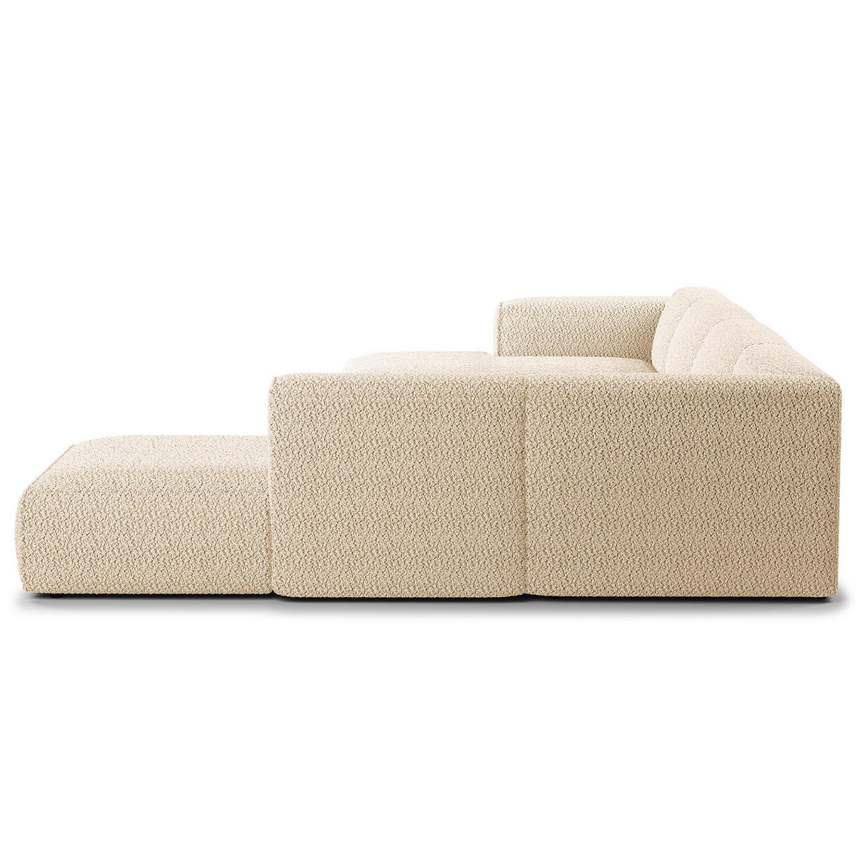 WOHNLANDSCHAFT mit Longchair - Beige/Schwarz, Kunststoff/Textil (325/71/235cm) - home24