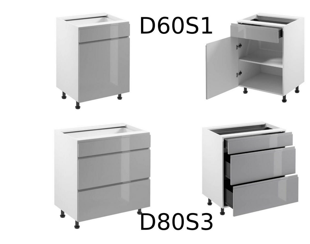 WINKELKÜCHE 240 cm x 280 cm - Aspen KA11-M280 - in Grau/Hochglanz - Grau, Holz (520/212/58cm)