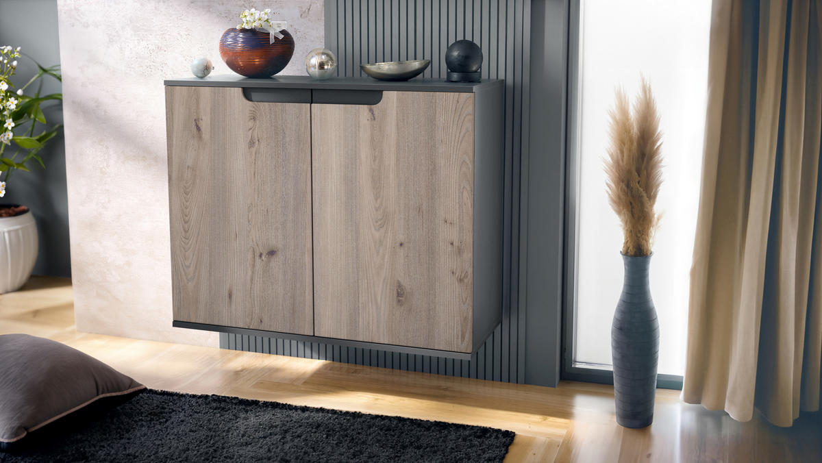 KOMMODE Sylt Eiche Nordic - Silbereichenfarben, Holzwerkstoff (92.5/73.5/35cm) - Vladon