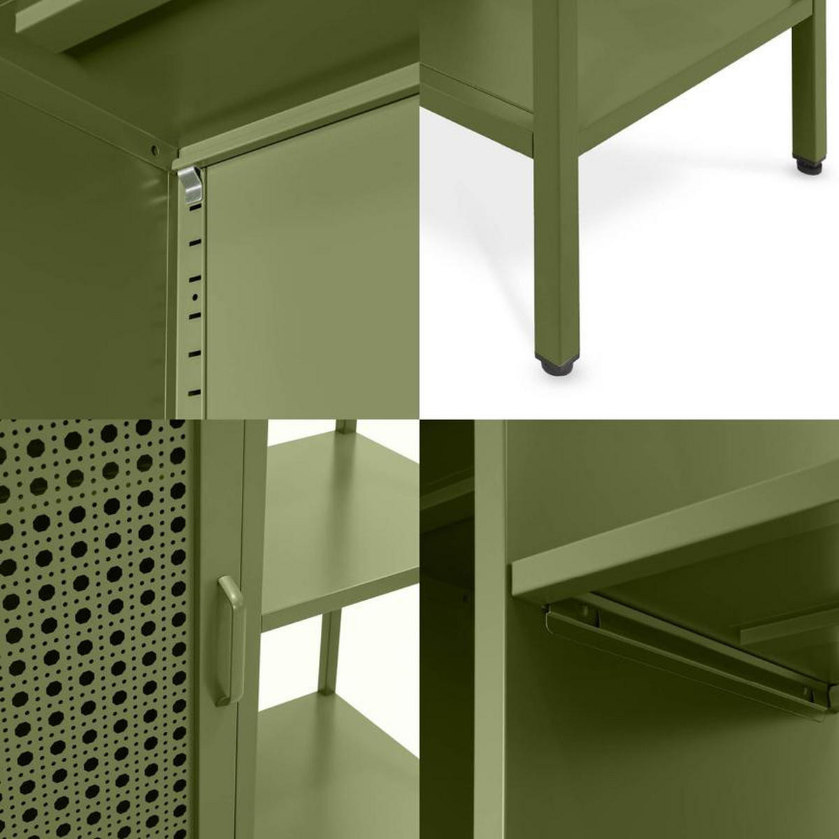 REGAL Industrielles aus olivgrünem Metallgitter mit 1 Tür und 4 Fächern - HERA - Grün, Metall (75/175/35cm) - Sicaan