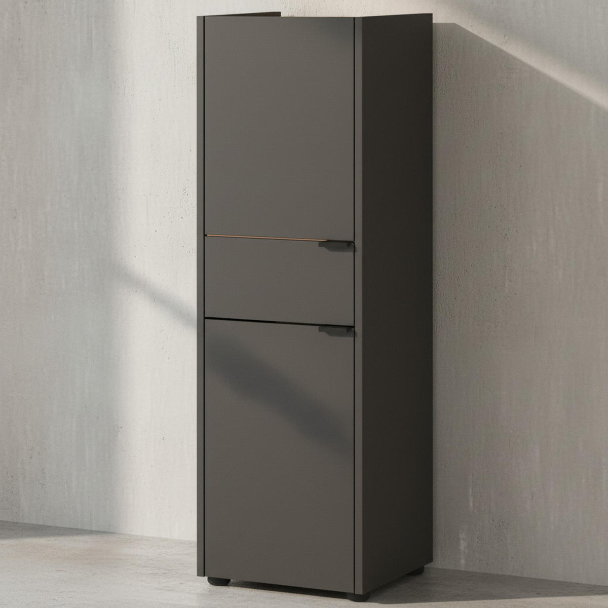 MIDISCHRANK mit Schublade aus Eiche-Optik mit Soft-Close-Funktion, Grau-Beige 34x34x111 cm - Grau, Holz/Metall (34/111/34cm) - KADIMA DESIGN