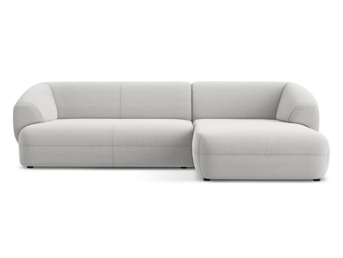 ECKSOFA Rechts Samt Stoff Grau - Silberfarben/Schwarz, Kunststoff/Textil (280/156cm) - Makamii