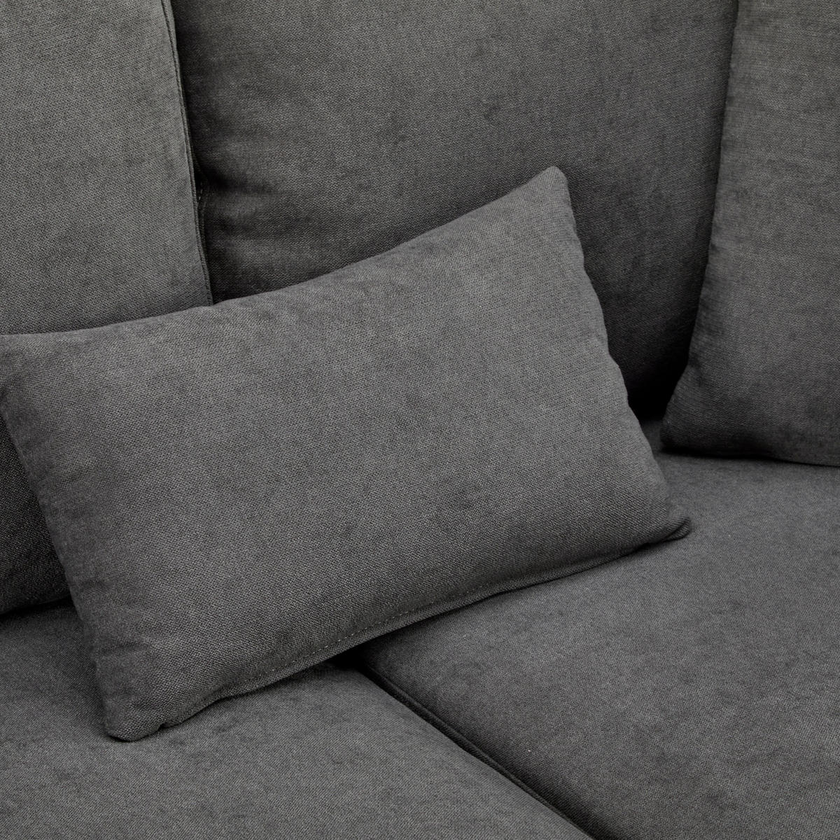 4-SITZER ECKSCHLAFSOFA Dunkelgrau mit USB, Stauraum und mit Kissen - Dunkelgrau, Holzwerkstoff/Textil (214/131cm) - WISHDOR