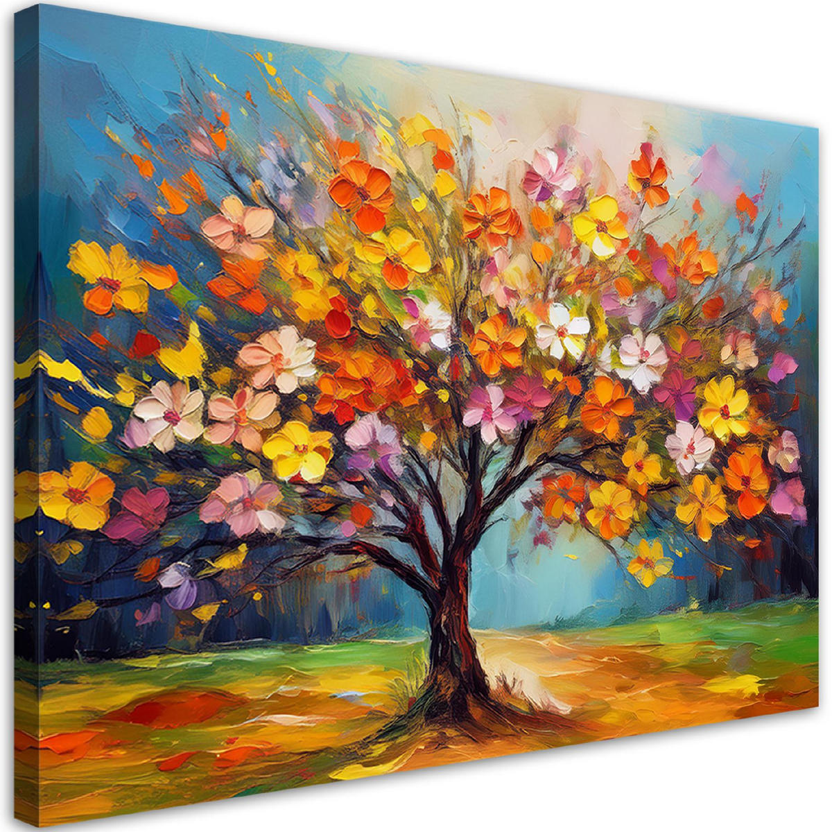 WANDBILD abstraktes farbiger herbstbaum - Multicolor, Textil (60/40cm) - Feeby