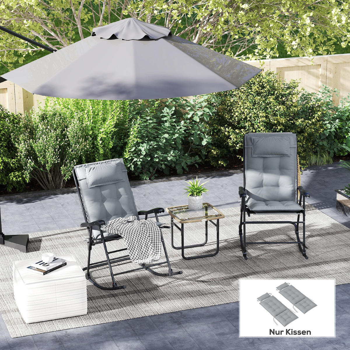 AUFLAGE 2er Set - Hellgrau, Kunststoff (50/5/116cm) - Outsunny