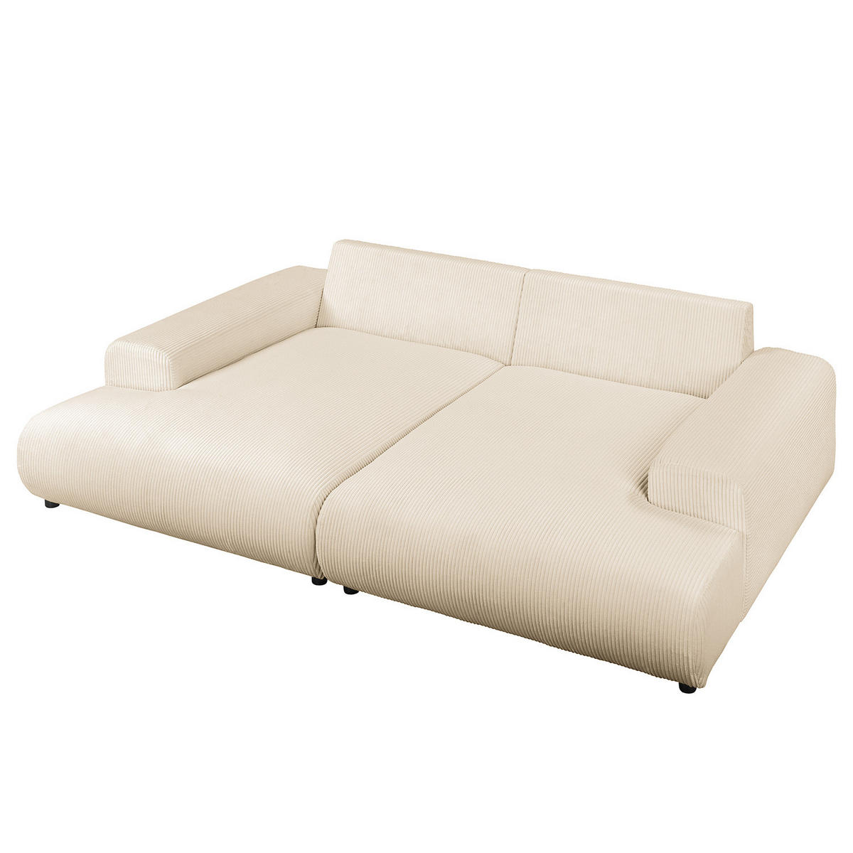 BIGSOFA - Creme/Schwarz, Kunststoff/Textil (237/79/144cm) - home24