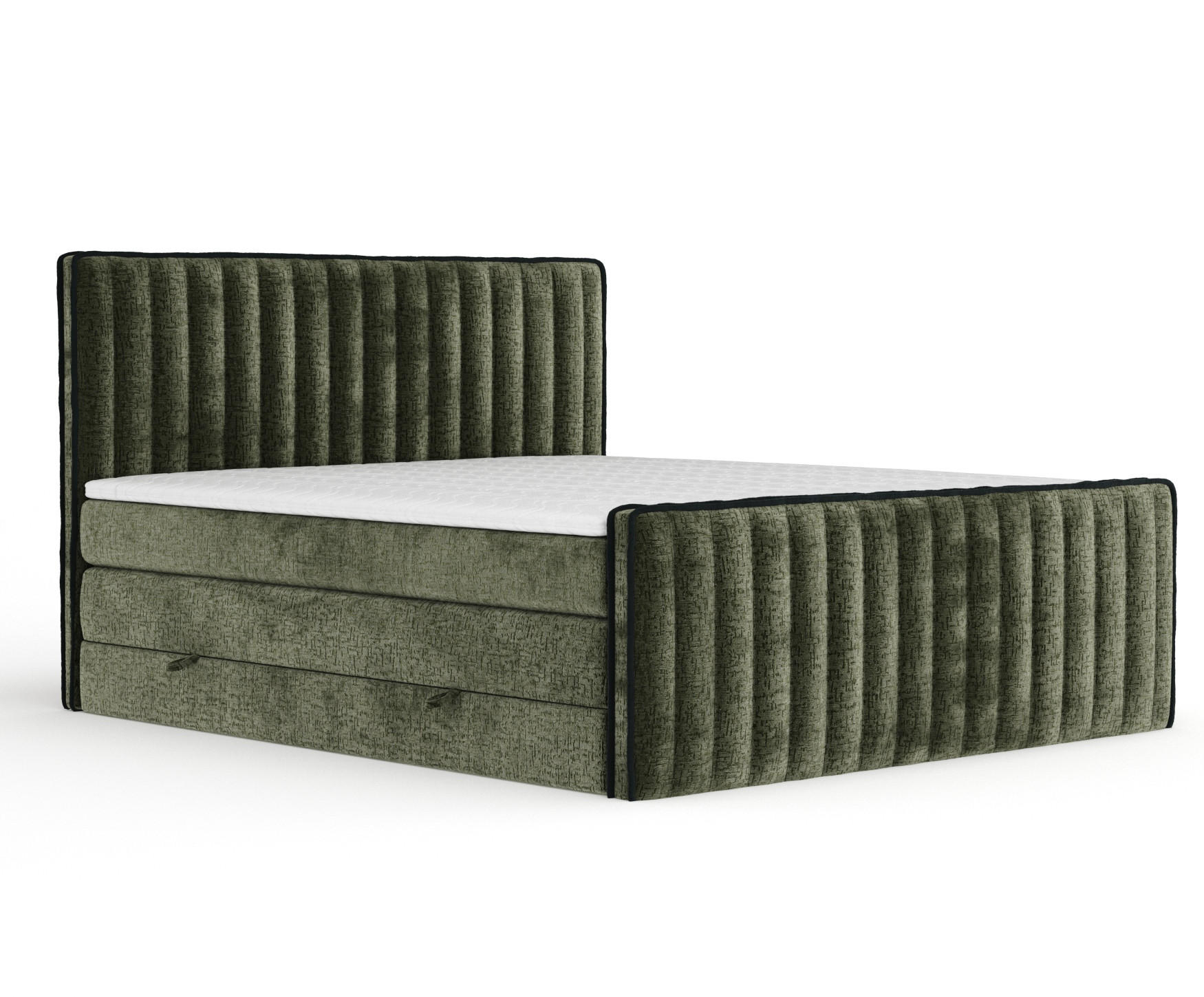 BOXSPRINGBETT Nocturne Olivenfarbe 140/200 cm - Schwarz/Olivgrün, Holz/Holzwerkstoff (140/200cm) - Maison de Reve