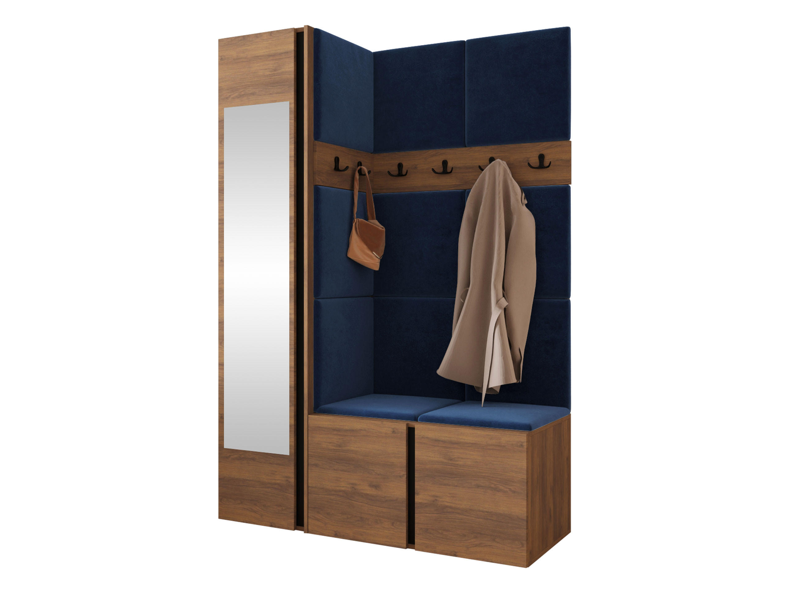 Mirjan24 Garderoben-Set Nussbaum, Blau 124x186x46 cm