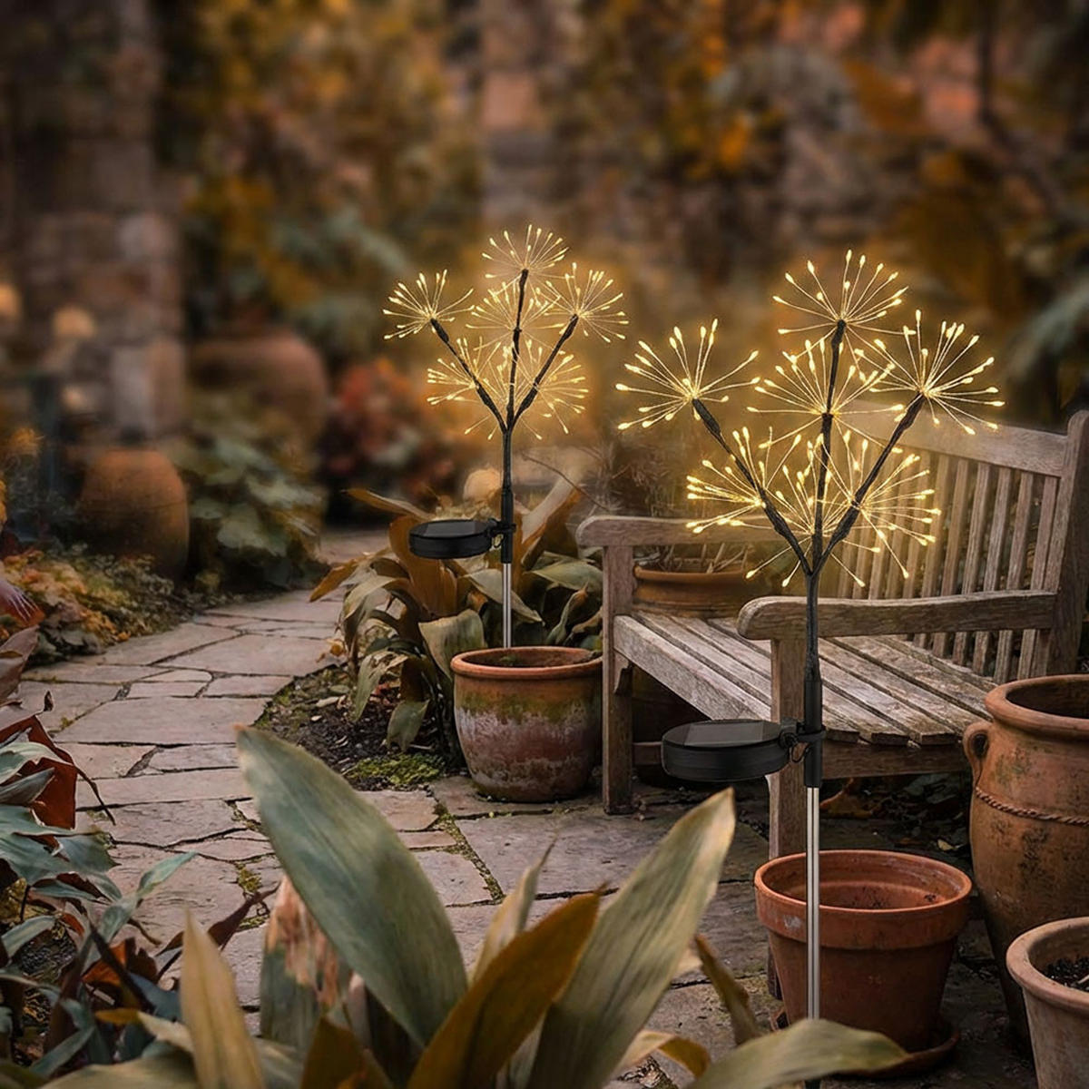 LED SOLARLEUCHTE Klar Matt Feuerwerk-Optik - Klar, Metall (25/25/60cm) - Globo Lighting