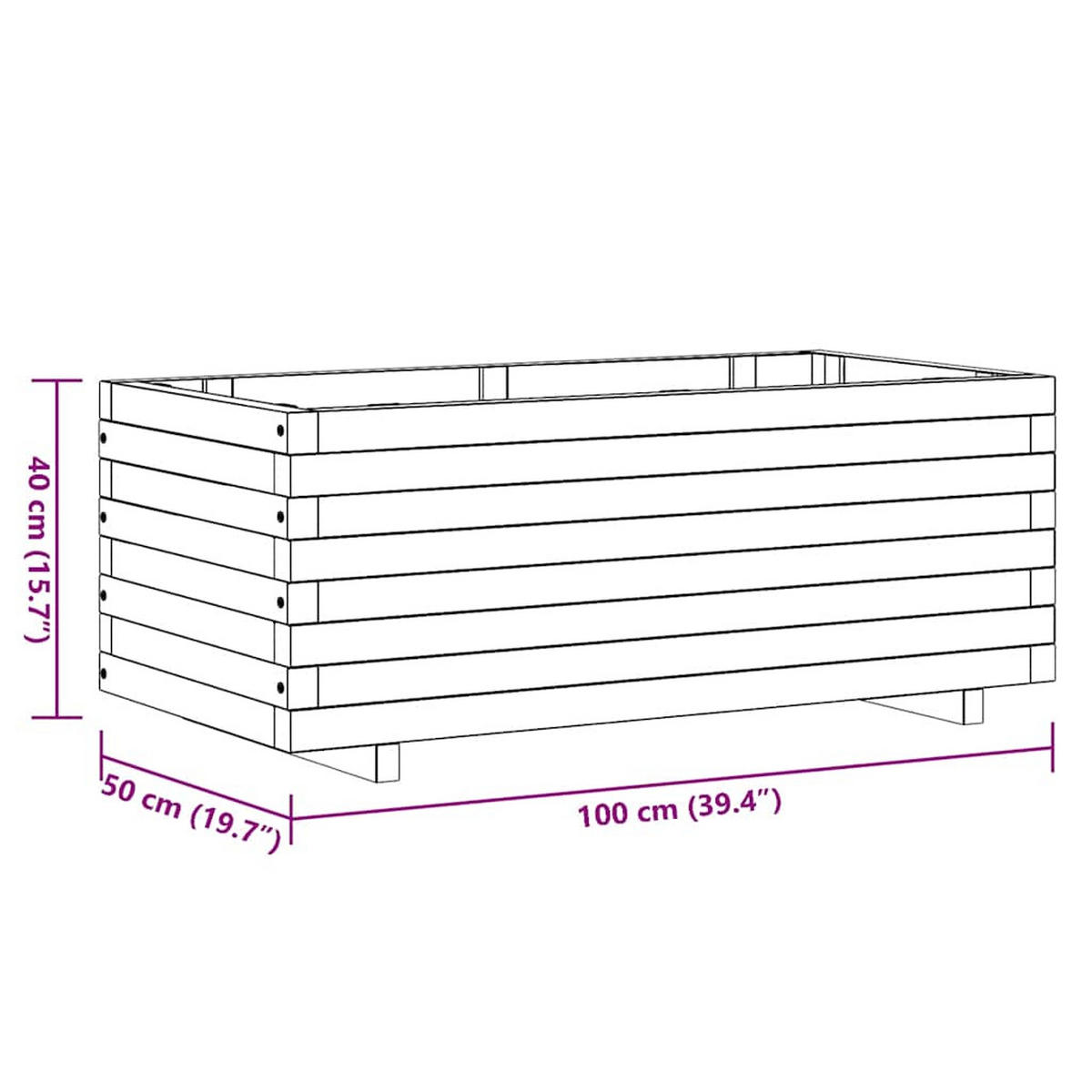 HOCHBEET 100/50/40 Cm Holz Rechteckig - Braun, Holz (50/40/100cm) - vidaXL